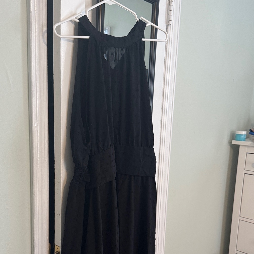 SHEIN Black Backless Halter Dress